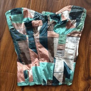 Green satin corset top